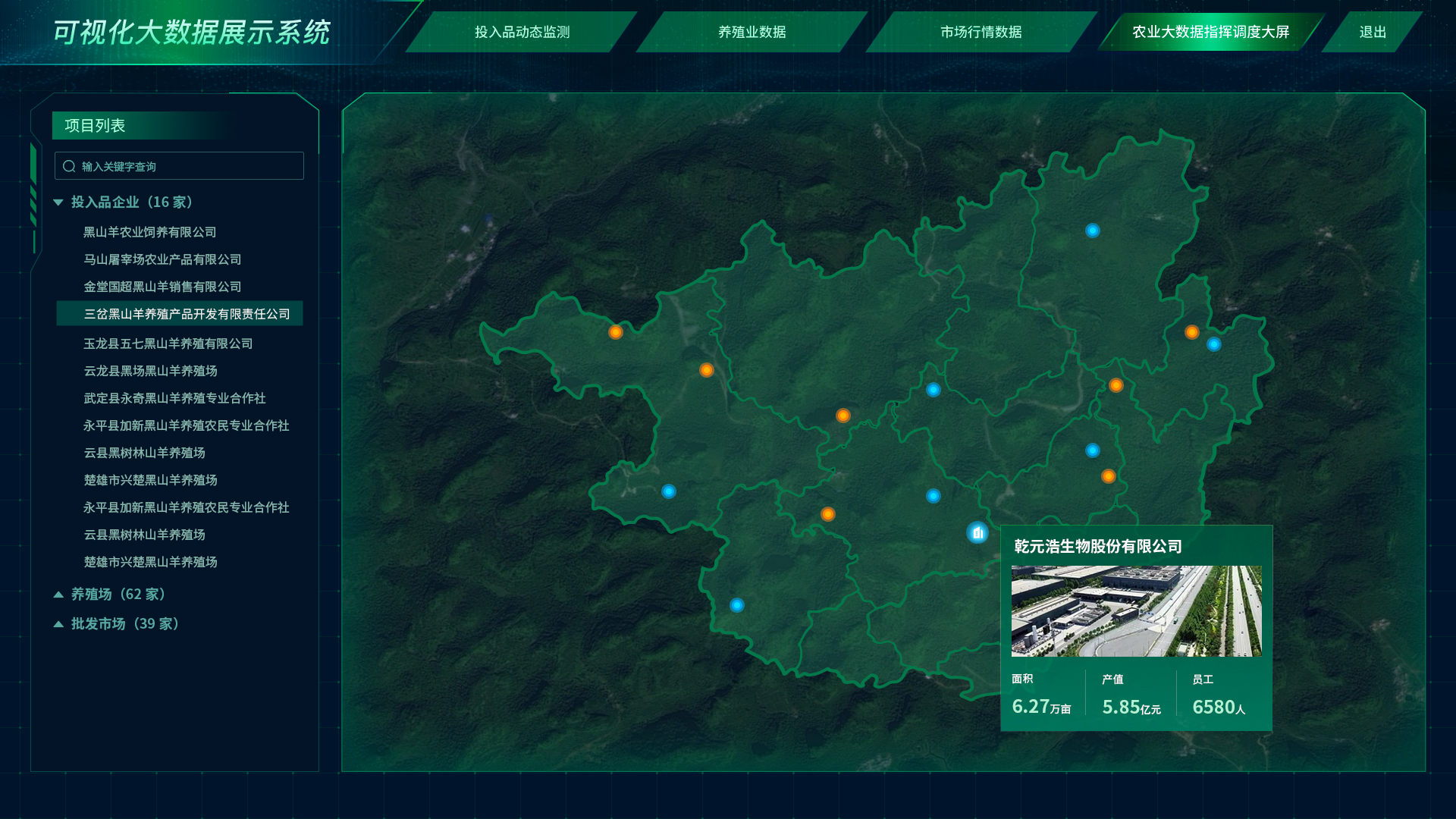 智慧農業養殖系統app軟件視頻調度頁面 4.0農業大數據指揮調度大屏